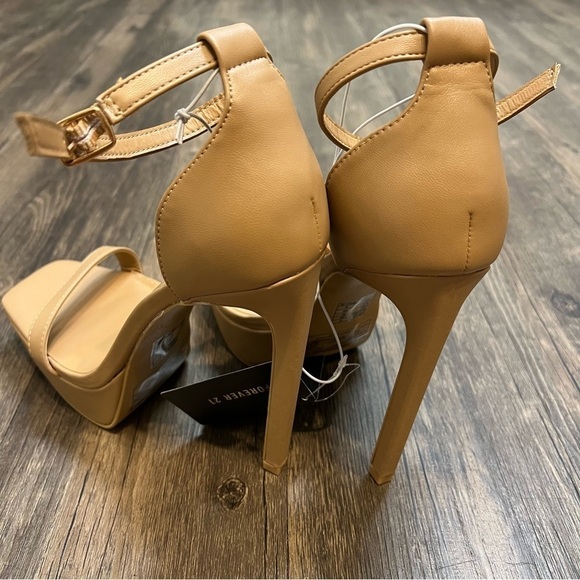 NWT F21 Nude Open Toe Platform Stiletto High Heels Size 8 - Picture 10 of 10
